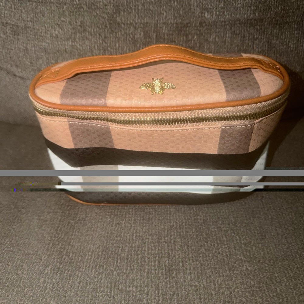 Multicolor Striped Zipper Makeup Bag Cosmetic Pouch with Top Handle